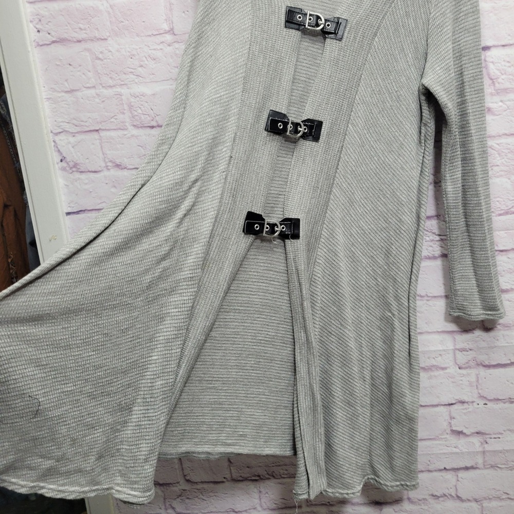 Simply Noelle Gray Knit Buckle Front Cardigan Womens L/XL Lagenlook Whimisgoth - Picture 5 of 8